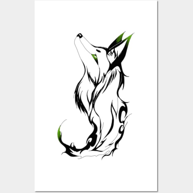 Green Tipped Wolf Wall Art by SnowJade